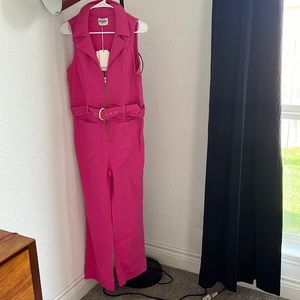 Show Me Your Mumu Jackson Cropped Pink Jumpsuit NWT SIZE LARGE